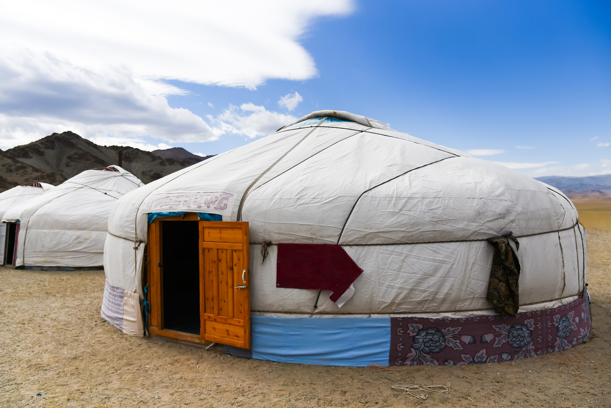 A traditional Mongolian Yurt or a Ger in the desert