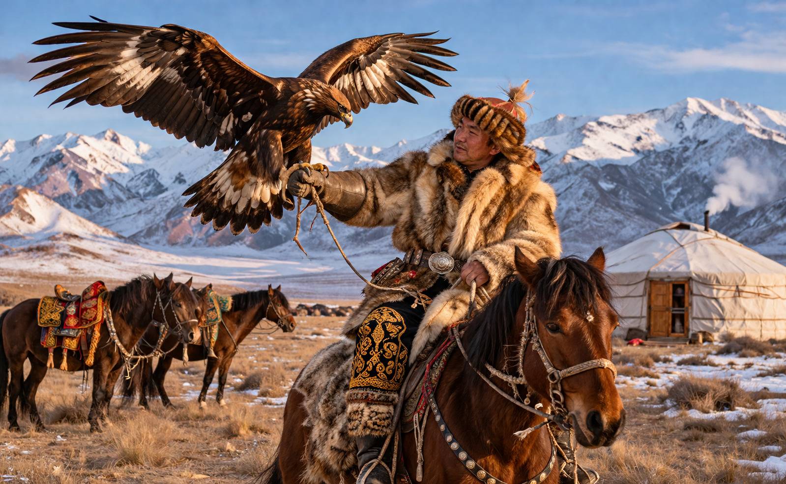 Eagle Hunting With Kazakh Falcons In Mongolia