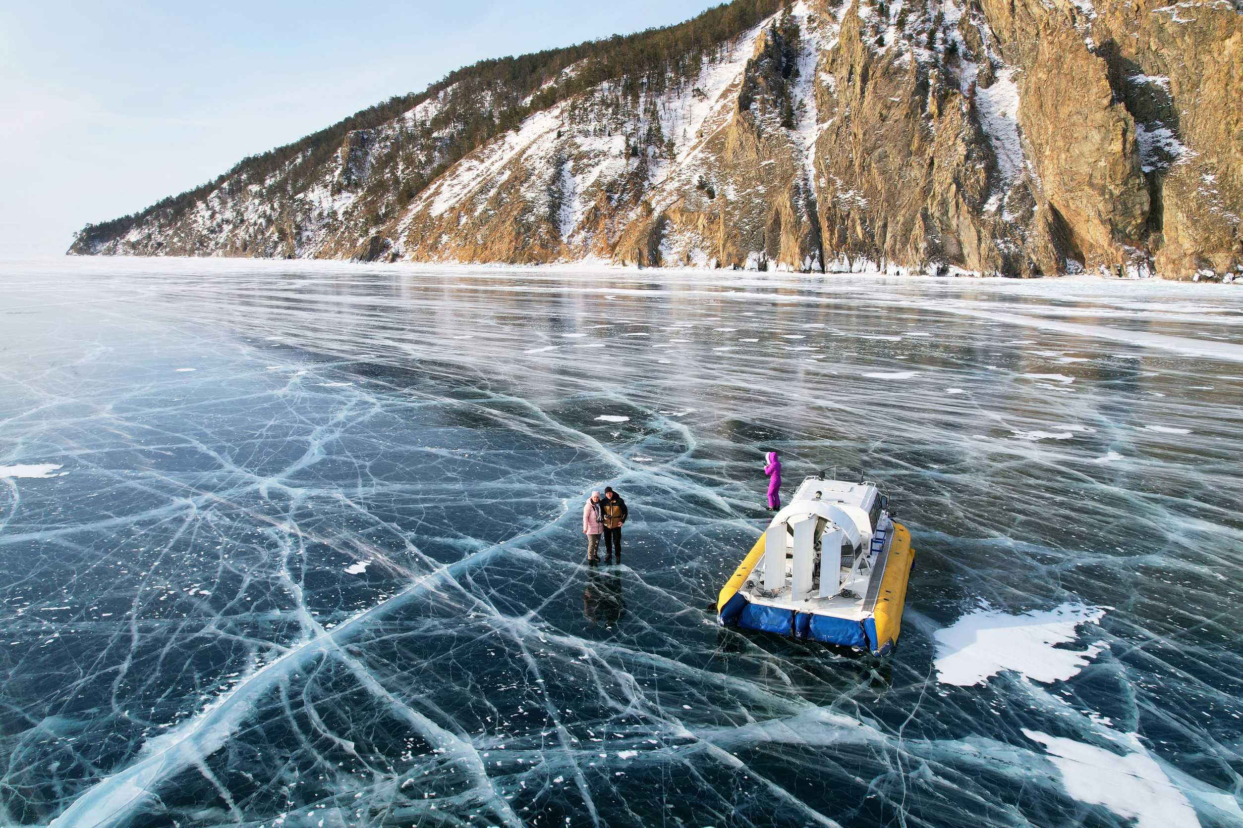 Frozen Khuvsgul Lake during winter festival season
