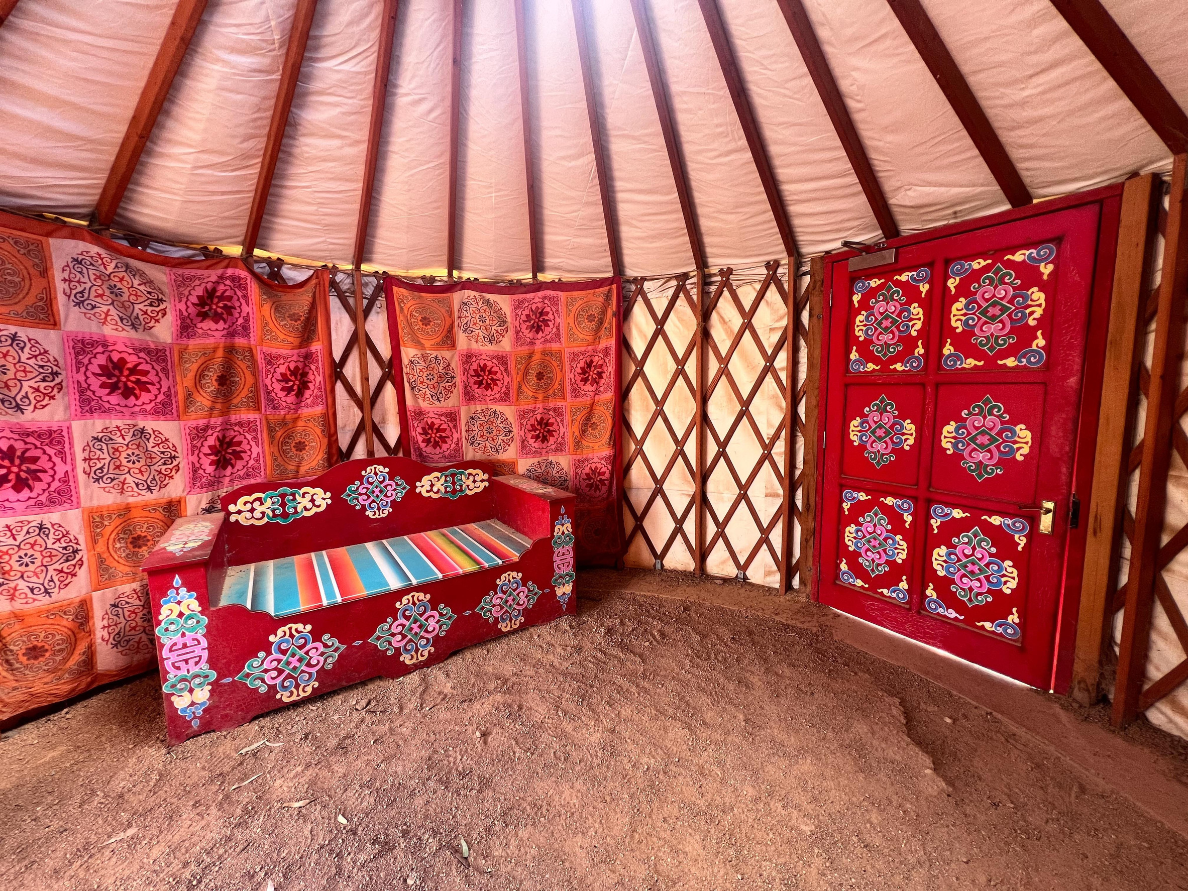 Living room of a traditional Mongolian yurt ger
