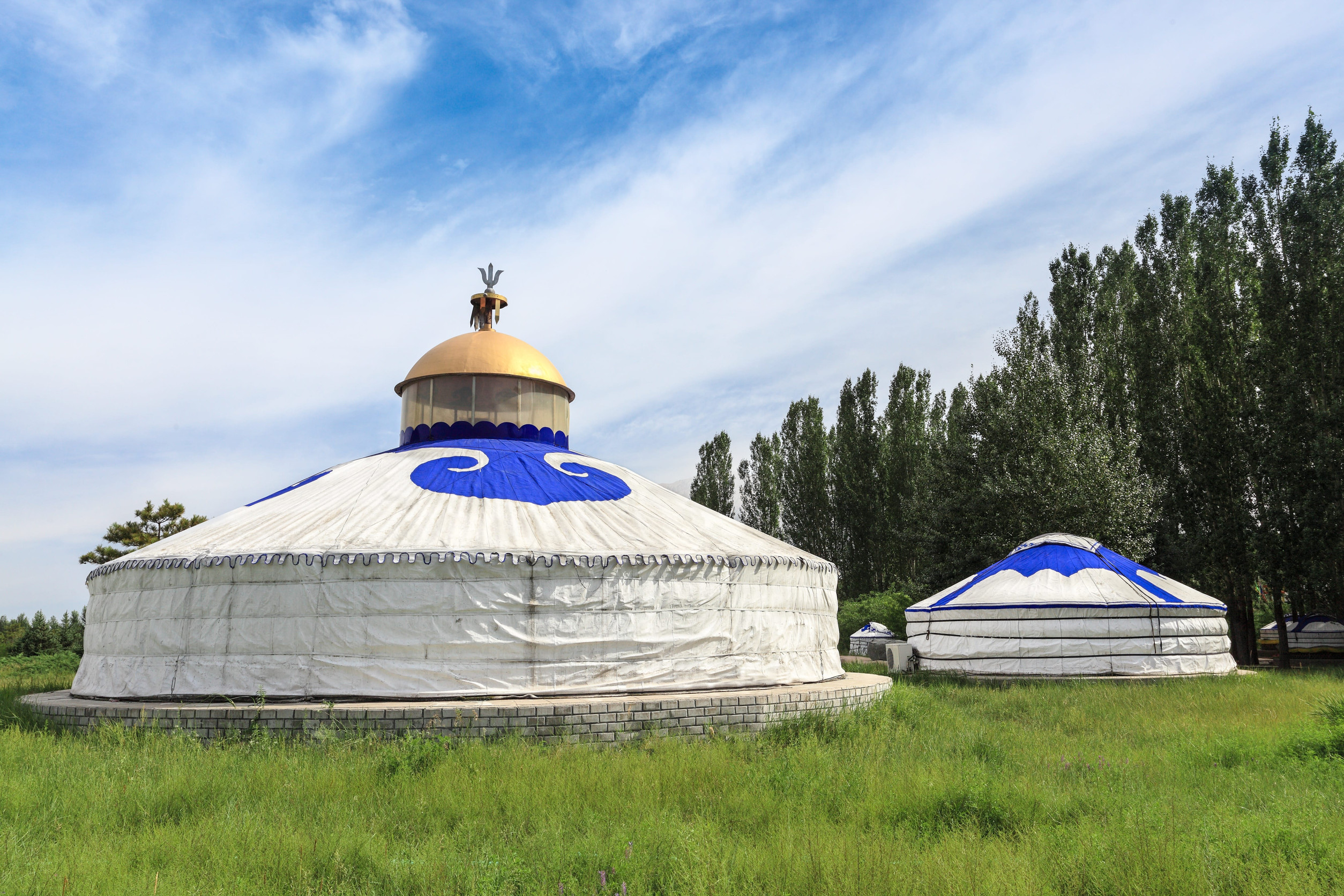 Mongolian yurts on the meadow