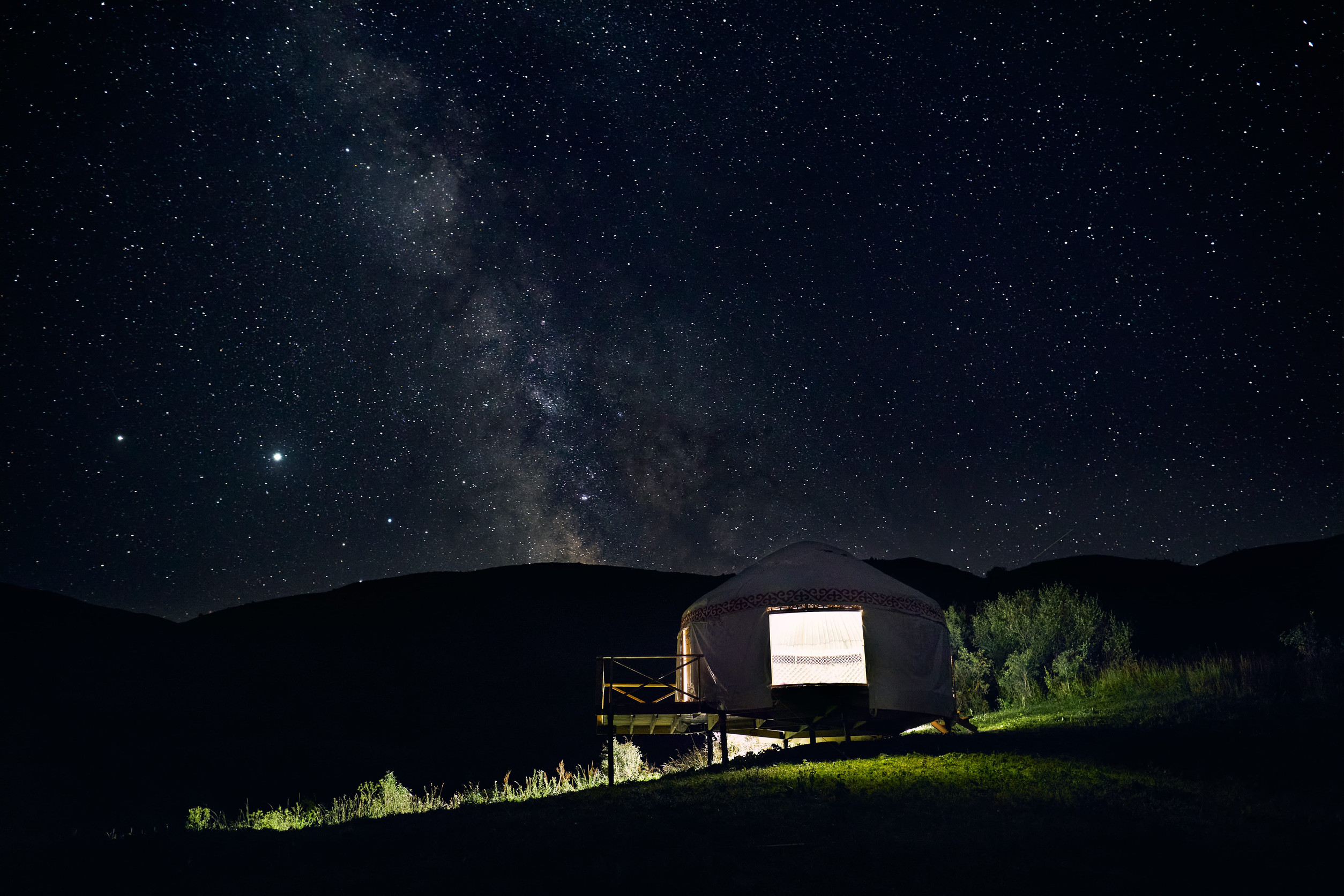 Traditional yurt under the Milky Way
